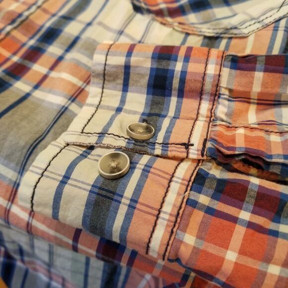 VTG - Weatherproof Men's Button Up Long Sleeve Cuffed Plaid Cotton Shirt Size L - Picture 6 of 11